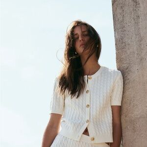 Cream Cable Knit Cardigan